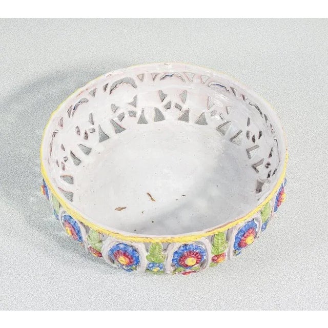 Hand-Painted Glazed Majolica Basket For Sale - Image 3 of 6