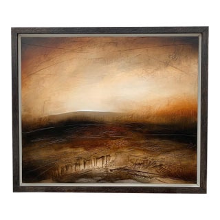 Paul Denham, Atmospheric Abstract Landscape Painting of British Moorland with Earthy Tones, 2011 For Sale