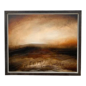 Paul Denham, Atmospheric Abstract Landscape Painting of British Moorland with Earthy Tones, 2011