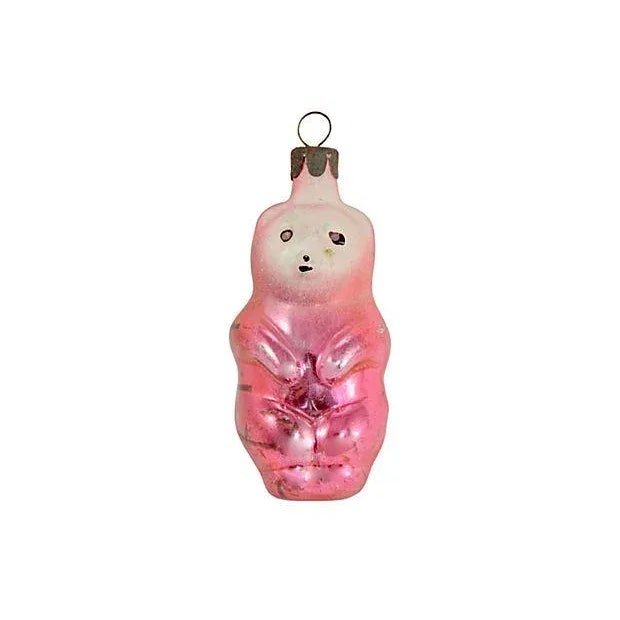 Mid 20th Century Midcentury Fuchsia Pink Bear Glass Ornament For Sale - Image 5 of 5
