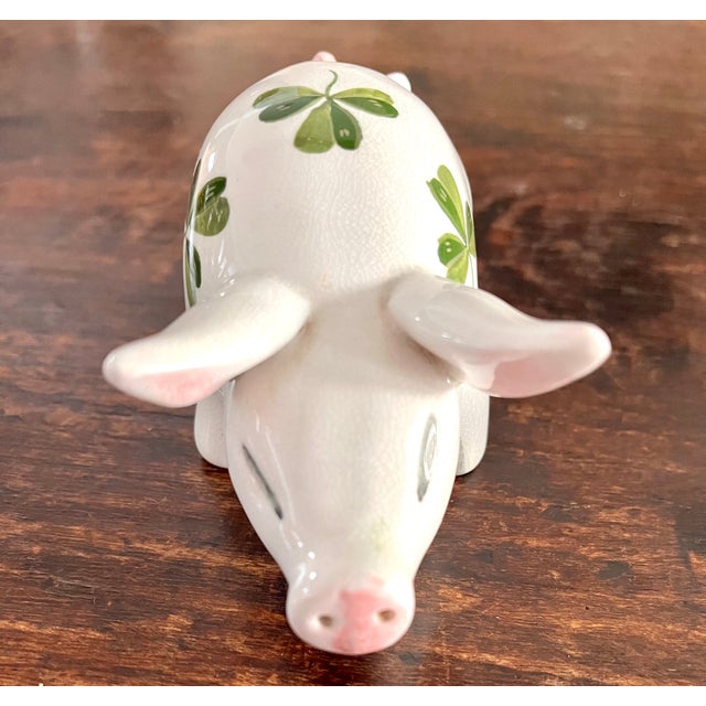 Mid 20th Century Plichta Clover Design Hand Painted Ceramic Pigs - Set of 2 For Sale - Image 4 of 14