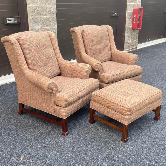 Hickory Chair James River Marlborough Leg Lounge Chairs & Ottoman Set