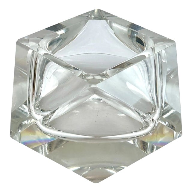 Mid-Century Art Deco Faceted Glass Diamond Ashtray For Sale