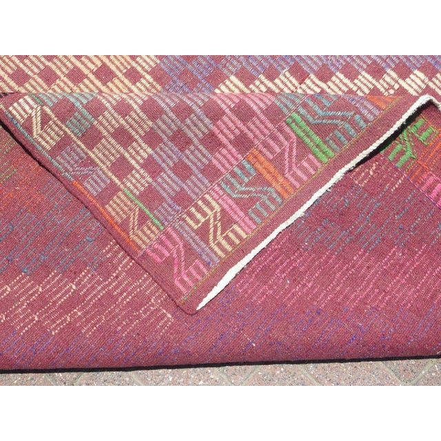 1960s Vintage Pink Embroidered Kilim - 78"x115" For Sale - Image 12 of 13