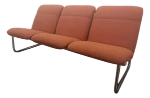 1970s, Mid-Century Modern Tubular Chrome Sofa by Allsteel in Orange