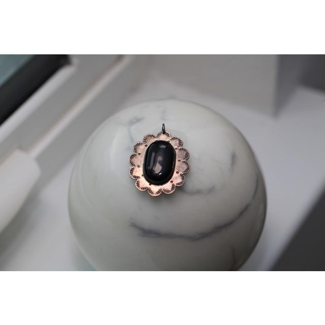Vintage Taxco Mexico Sterling Silver Black Onyx Flower Pendant For Sale - Image 12 of 12