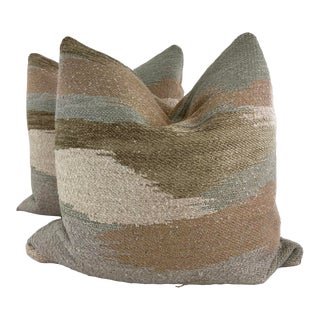 Woven Boucle in Earthtones 22" Pillows- a Pair For Sale