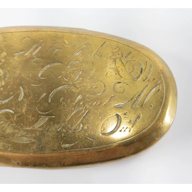 18th Century Dutch Brass Engraved Writing Ink Box For Sale - Image 4 of 13