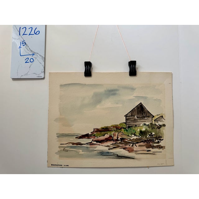 Paper Henry Emil Salloch Original Watercolor on Paper Bonaventure Island, 1957. For Sale - Image 7 of 7