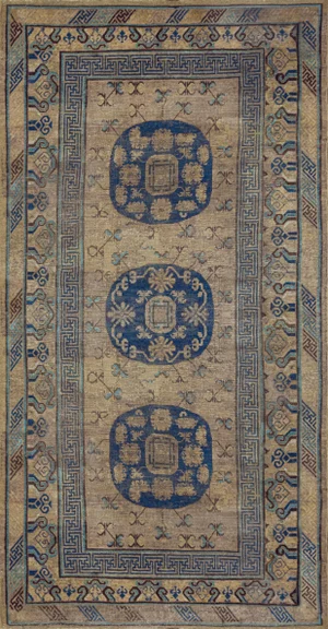 Mid 19th Century Handwoven Wool Khotan Rug