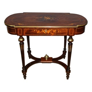 Louis XVI Style Table in Marquetry with Flower Flowers, 1890s For Sale