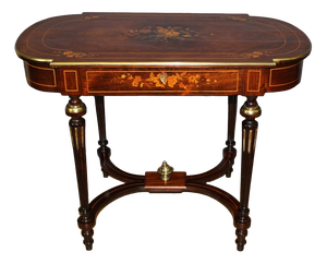 Louis XVI Style Table in Marquetry with Flower Flowers, 1890s