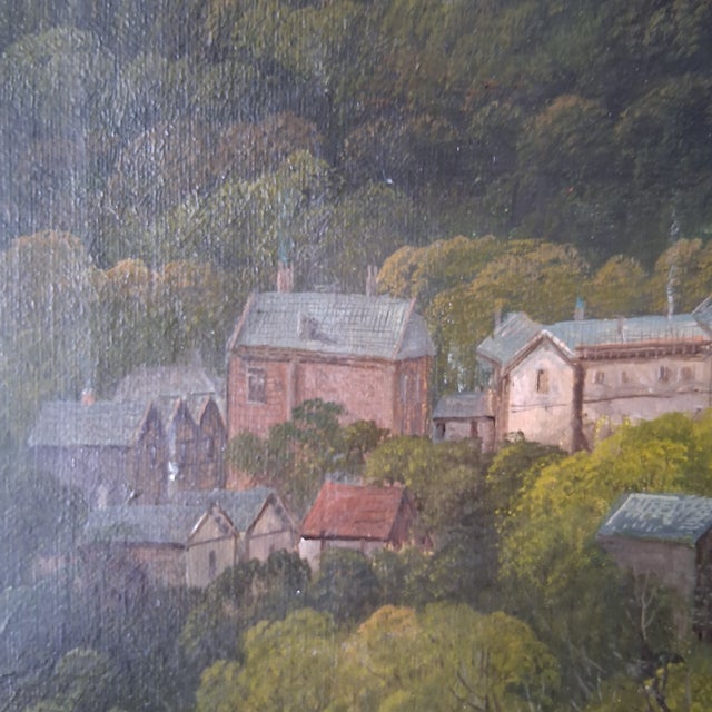 Traditional Harbor at Countisbury Hill Lynmouth Devon Oil on Canvas by Richard Allam 19thC For Sale - Image 3 of 10
