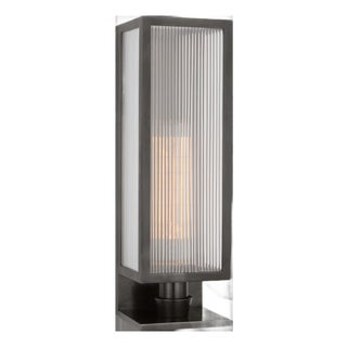 Barbara Barry for Visual Comfort Signature York 16" Single Box Sconce in Bronze with Clear Ribbed Glass For Sale
