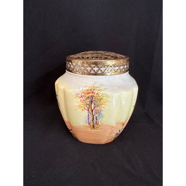 Late 19th Century Late 19th Century Fox Hunt Scene Vase With Brass Flower Grid For Sale - Image 5 of 7
