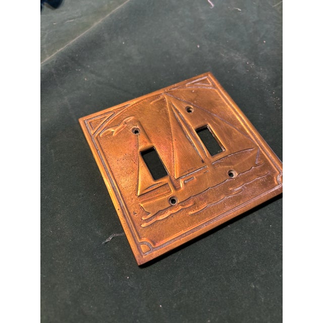 1990s Sailboat Brass Light Switch Cover For Sale - Image 4 of 5