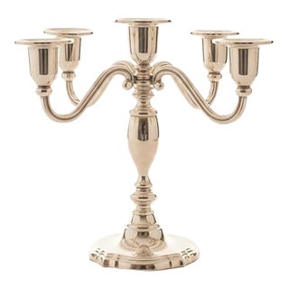 Vintage International Silver Silverplate 5 Arm Candelabra-Candle Holder-Wedding For Sale