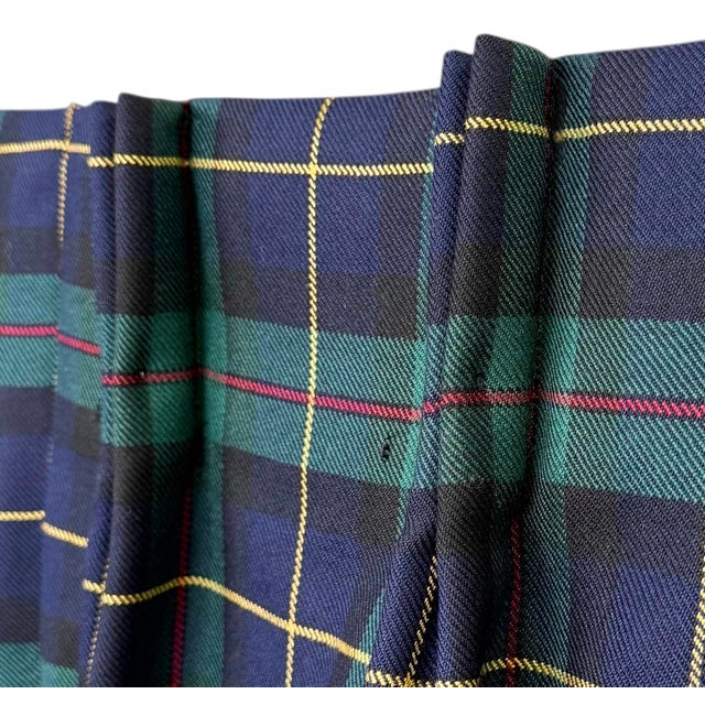 Tartan Plaid Wool Blend Two-Width Curtain Panels With Aged Brass Pole - A Pair For Sale In Atlanta - Image 6 of 7