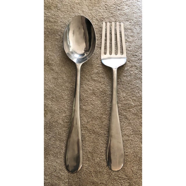 Silver 1970’s Curtis C. Jere Large Fork and Spoon Wall Art - Set of 2 For Sale - Image 8 of 9