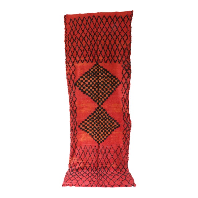 Red Vintage Moroccan Runner Rug For Sale