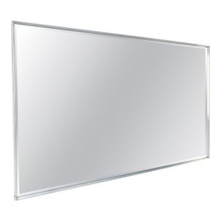 c1960s Large 37x61 Rectangle Solid Aluminum Frame Mid Century Modern Wall Mirror For Sale