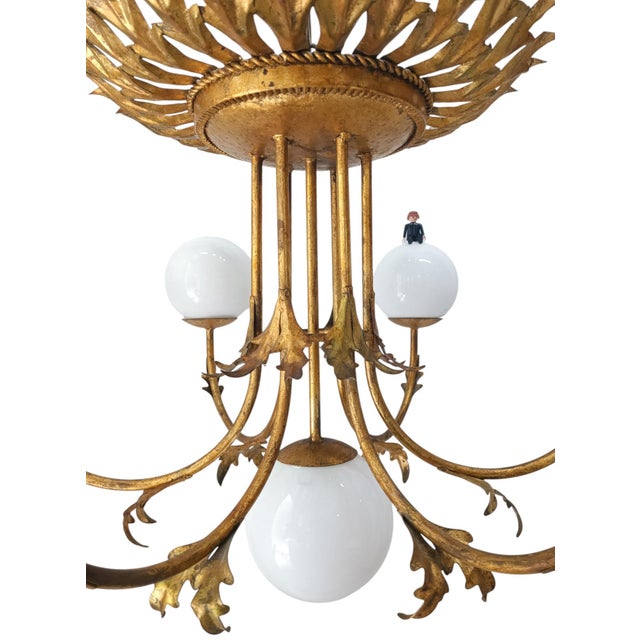 Goldenrod Regency Style Chandelier, 1950s For Sale - Image 8 of 10