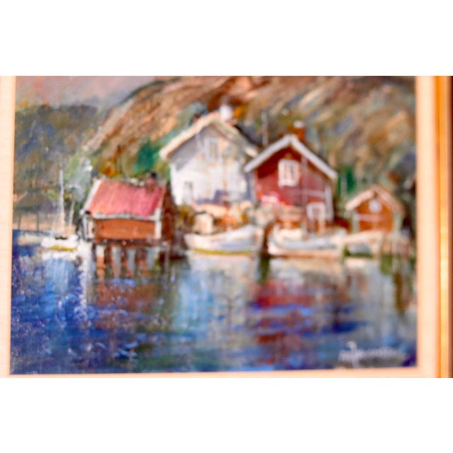 Alf Johansson, Boats, Bohuslän, Oil on Canvas For Sale - Image 4 of 10