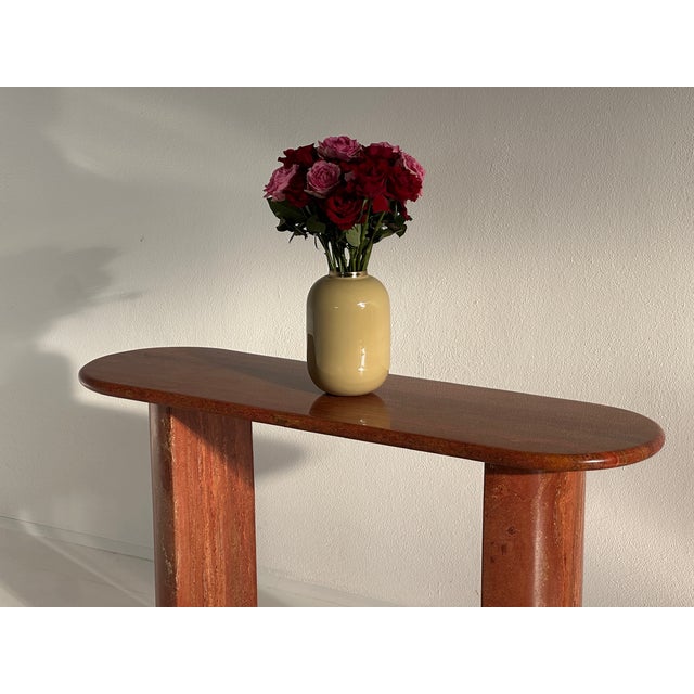 Vintage Console Table in Red Travertine, 1970s For Sale - Image 4 of 18