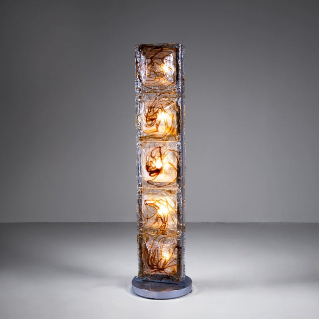 Floor Lamp in Steel and Murano Glass, 1970 For Sale - Image 5 of 9