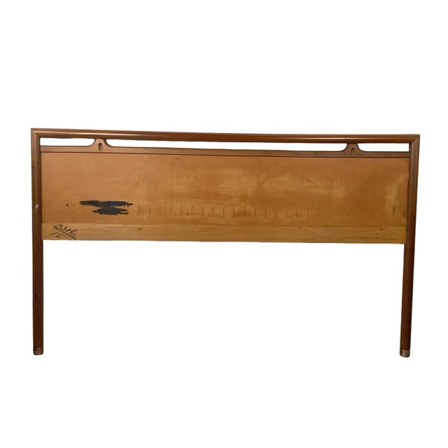 Mid-Century Walnut Headboard, Full Size, Sculptural Upper Detail For Sale - Image 9 of 12