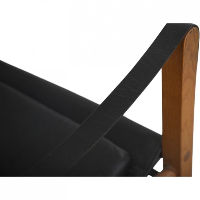Square Cushion Safari Chair in Black Leather, 1990s For Sale - Image 9 of 18