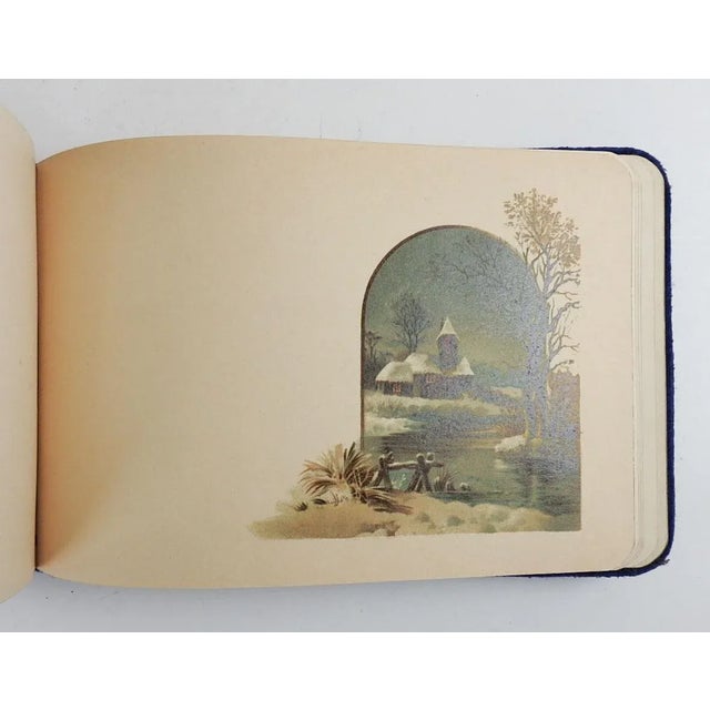 Late 19th Century Antique 1889 Blue Velvet & Birds Autograph Book For Sale - Image 5 of 8