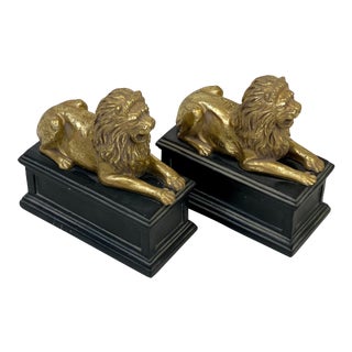 Vintage Italian Borghese Lion Bookends - a Pair For Sale