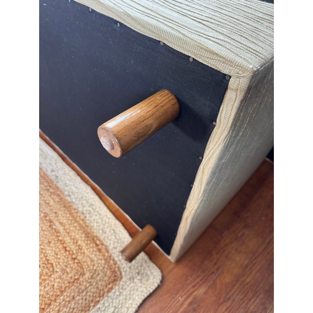 Petite Even Arm Occasional Sette With Ottoman For Sale - Image 11 of 12