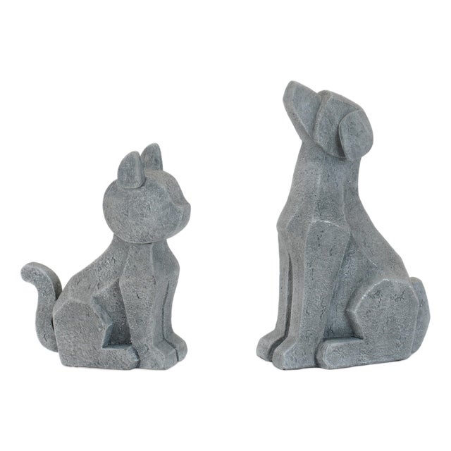Modern Sitting Dog and Cat Figurine (Set of 4) For Sale