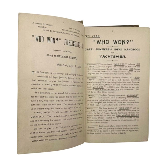 Who Won Yachtsman’s Handbook by James C Summers 1893 Nautical Yacht Clubs For Sale - Image 4 of 12