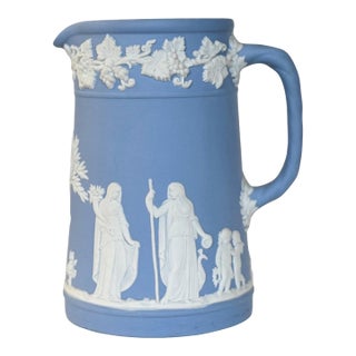 Vintage Wedgwood Jasperware Pale Blue Trojan Jug – Classical Creamer Pitcher For Sale
