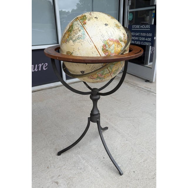 English Replogle Santa Fe 16″ World Floor Globe With Wood Horizon Ring Model #27812 For Sale - Image 3 of 9