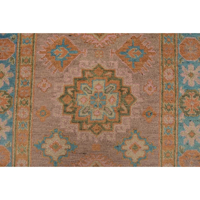 Pink Kazak Runner 2’8” X 7’9” Pink Wool Tribal Hand-Knotted Oriental Rug For Sale - Image 8 of 12