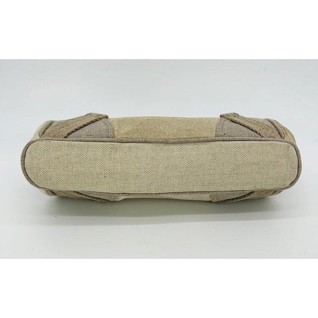 Prada Mistolino Natural Canvas Crystal Beaded Top Pochette For Sale - Image 9 of 11