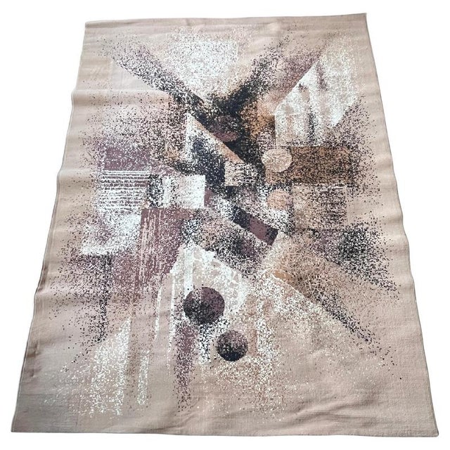 Gray Mid-Century Abstract Rug, Czechoslovakia, 1980s For Sale - Image 8 of 8