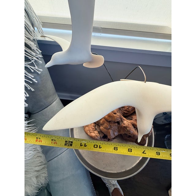 Vintage Mid-Century Modern Large John Perry "Seagulls in Flight" Duo Burl Wood Sculpture For Sale - Image 9 of 11