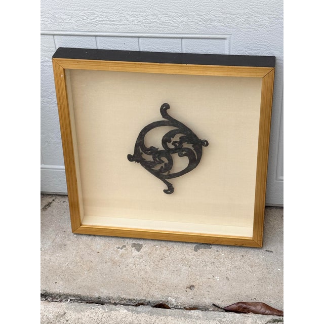 Metal Vintage Framed Architectural Elements-a Pair For Sale - Image 7 of 10
