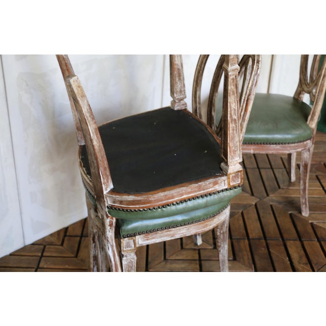 Set of Four Italian Neoclassical Dining Chairs With Green Leather Seats, Circa 1930s For Sale - Image 17 of 18