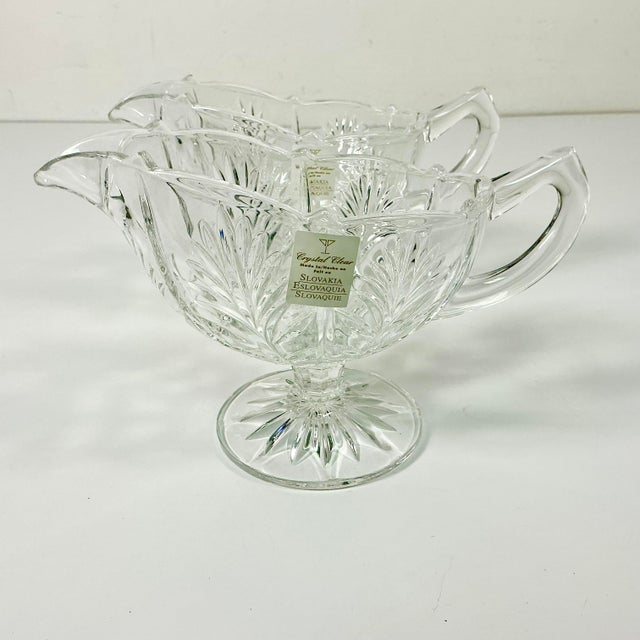 1980s Vintage Hollywood Regency Chippendale Slovakia Cut Crystal Gravy Boats - A Pair. For Sale - Image 17 of 17