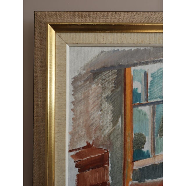 Mid-Century Modern 'Sunlit Parlour' Vintage Swedish Expressive Interior Oil Painting, Framed For Sale - Image 6 of 12