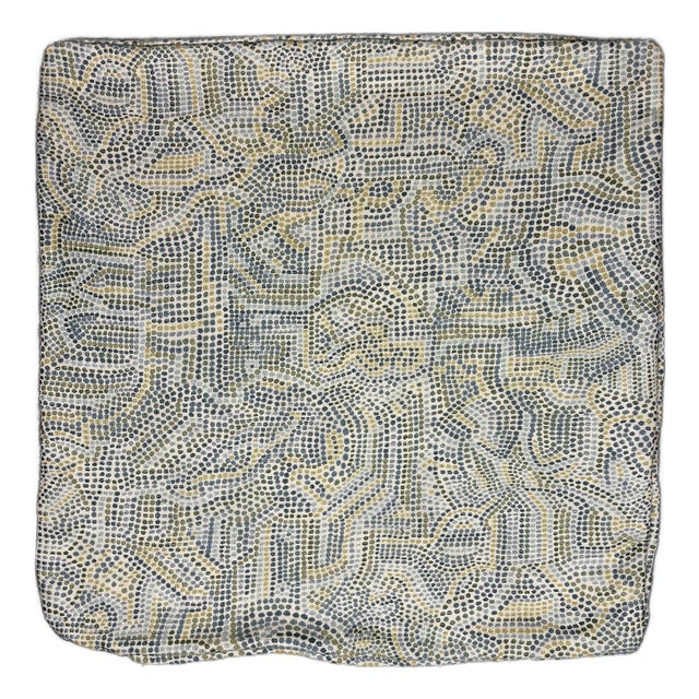 Handmade Designer Fabric Throw Pillow Cover 22x22 Blue Green Dotted Abstract Usa For Sale