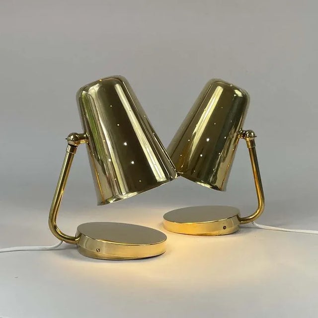 1950s Brass Table Lamps by Karl Borén for Boréns Borås Belysning, 1950s, Set of 2 For Sale - Image 5 of 17