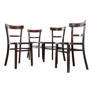 Vintage Dark Oak Dining Chairs, 1950s, Set of 4 For Sale