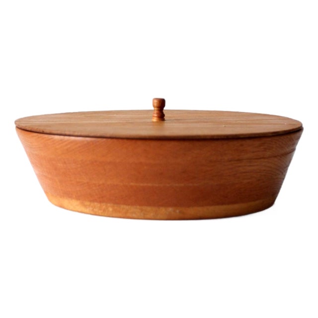 Vintage Handmade Wood Bowl With Lid For Sale